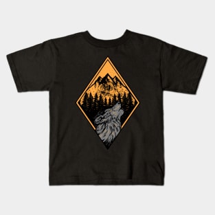 wolf wild illustration Kids T-Shirt